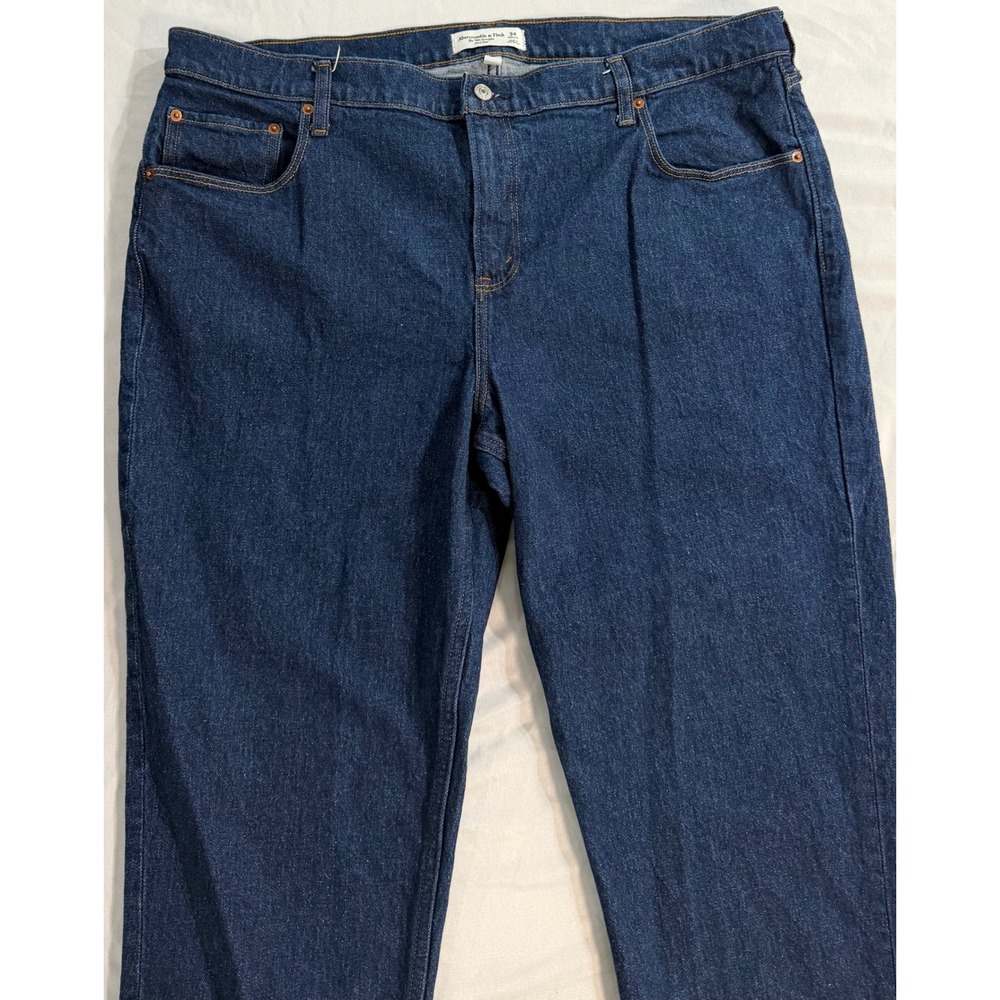 Abercrombie & Fitch Curve Love 90s Straight Mid Rise Jeans Dark Wash 34 Regular